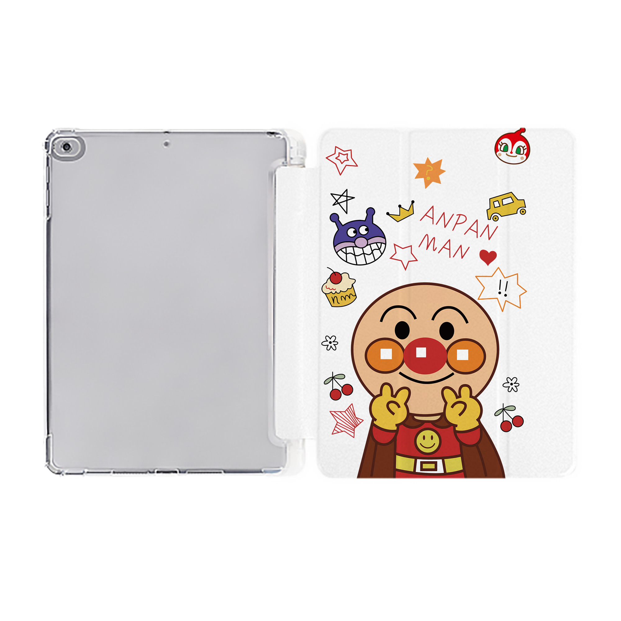 （画像用） アンパンマン Anpanman IPad ケース ペン収納付き 三つ折りスタンド PUレザー×シリコン 対応機種9.5/10.5/10.9インチ